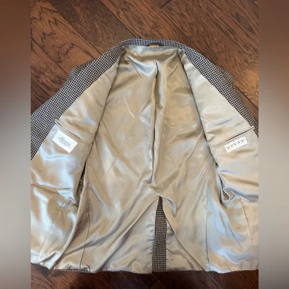 Allyn Saint George Vintage Houndstooth Wool Blazer Mens 42R USA Union Made - Picture 4 of 8